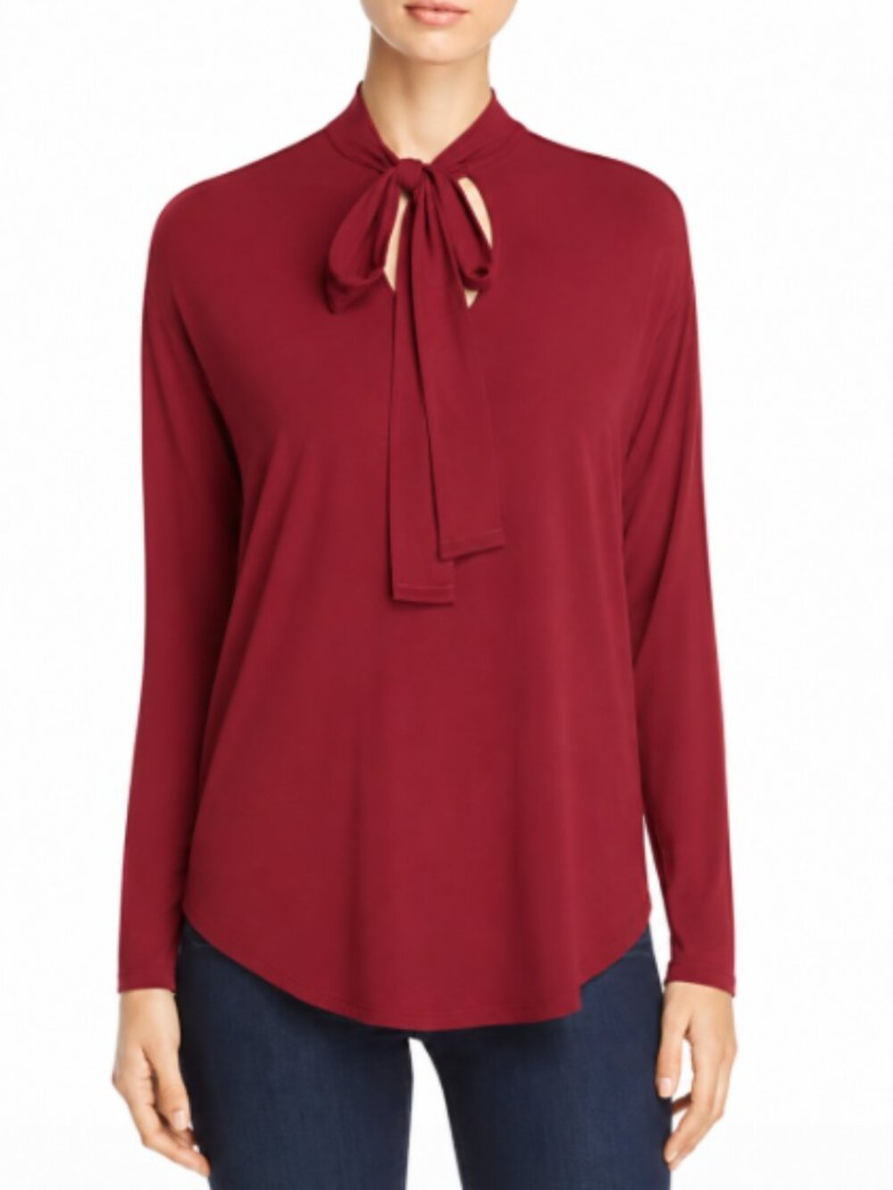NEW Michael Stars Tie Neck Blouse in Red - One Size